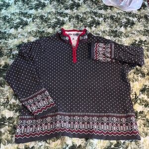 Breckenridge Gray and Red‎ Scandinavian Patterned Cotton Sweater 2X GUC